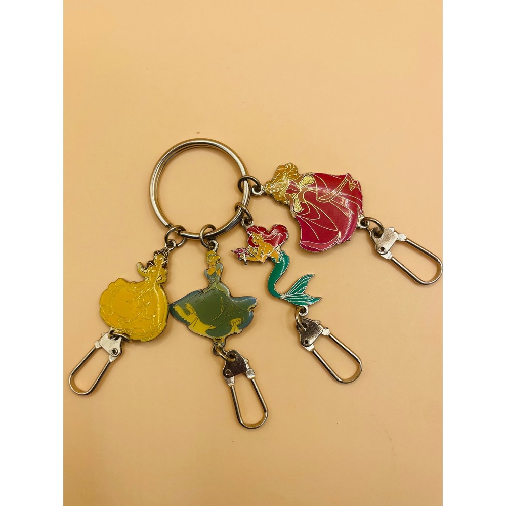 Disney Princess Enamel Keychain Belle Cinderella Ariel Aurora CharmS